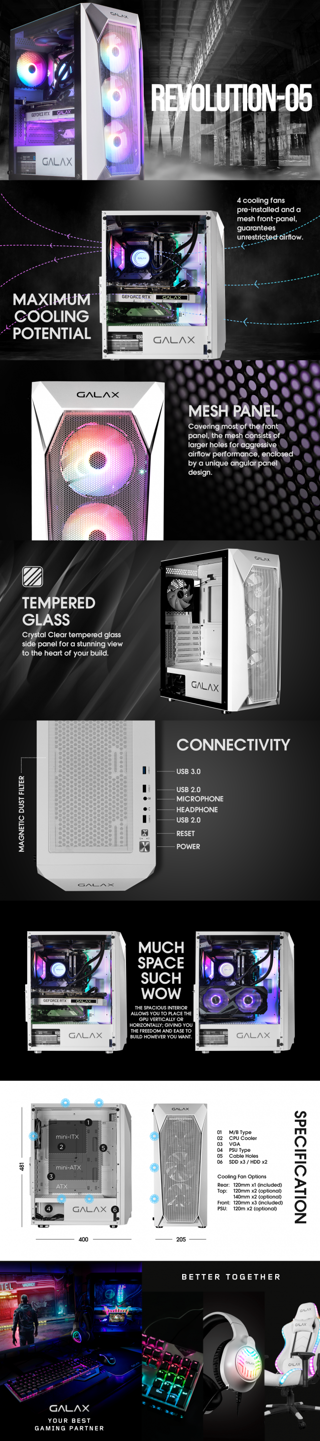 Vỏ Case Galax Gaming Revolution-05 WHITE